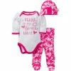 NFL Chicago Bears Baby Girls 3 Piece Bodysuit, Footed Pant And Cap Set
