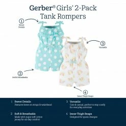 Best Sale 👍 Gerber® See What's New 2-Pack Baby & Toddler 👧 Girls Dots Of Rainbows Tank Rompers 🤩 23 Gerber® See What's New 2-Pack Baby & Toddler Girls Dots Of Rainbows Tank Rompers