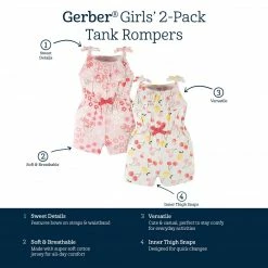 Cheap 👏 Gerber® 2-Pack Baby & Toddler 👧 Girls Cherry Kisses Tank Rompers ⭐ 23 Gerber® 2-Pack Baby & Toddler Girls Cherry Kisses Tank Rompers