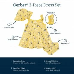 Best Pirce ๐ Gerber Childrenswear BabyPreemie - 24M 3-Piece Baby & Toddler ๐ง Girls Bee Garden ๐ Dress, Diaper Cover & Sun Hat Set โ๏ธ 11 Gerber Childrenswear BabyPreemie - 24M 3-Piece Baby & Toddler Girls Bee Garden Dress, Diaper Cover & Sun Hat Set
