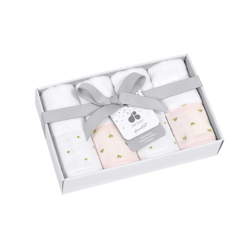Budget 😍 Just Born By Gerber® Bath Sparkle Washcloths 4-Pack In Pink 🥰 3 Just Born By Gerber® Bath Sparkle Washcloths 4-Pack In Pink