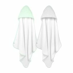 Just Born By Gerber® Sparkle Mint Green 2- Pack Hooded Towel Set Baby Neutral