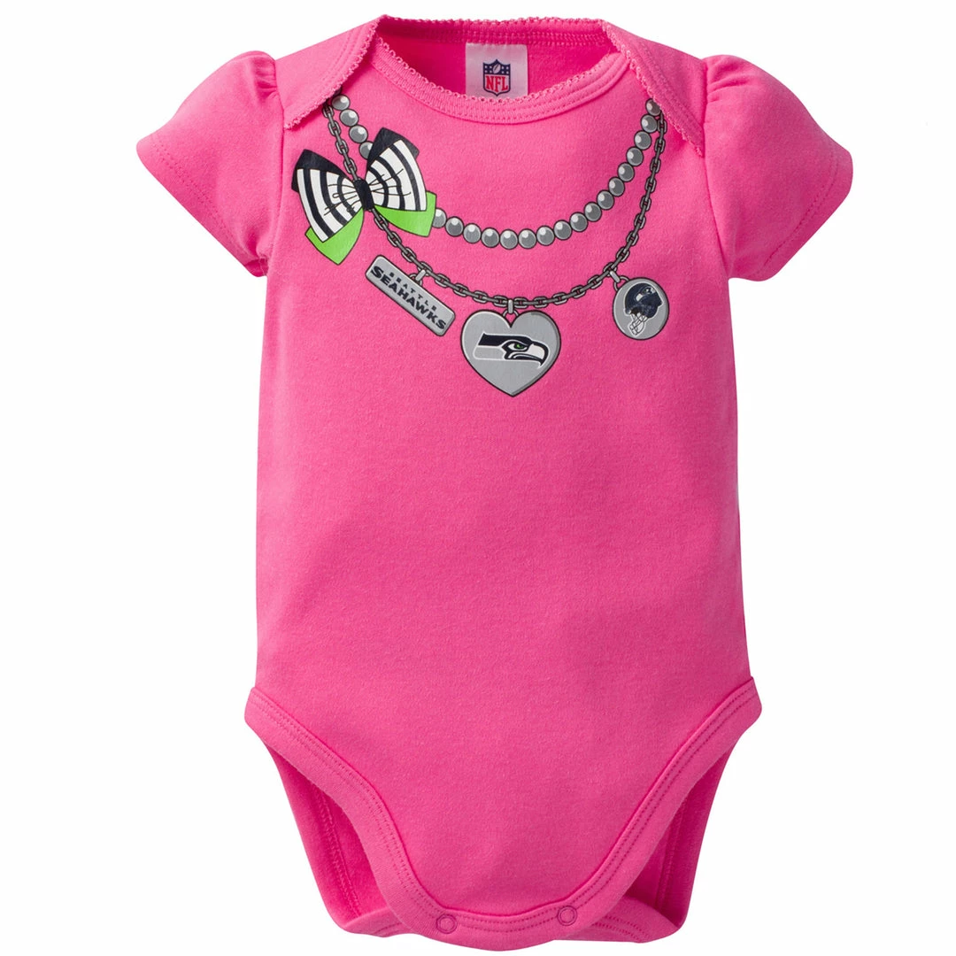 Wholesale 🥰 NFL Seattle Seahawks 3-Pack Infant Girl Short Sleeve Bodysuits ✨ 3 NFL Seattle Seahawks 3-Pack Infant Girl Short Sleeve Bodysuits