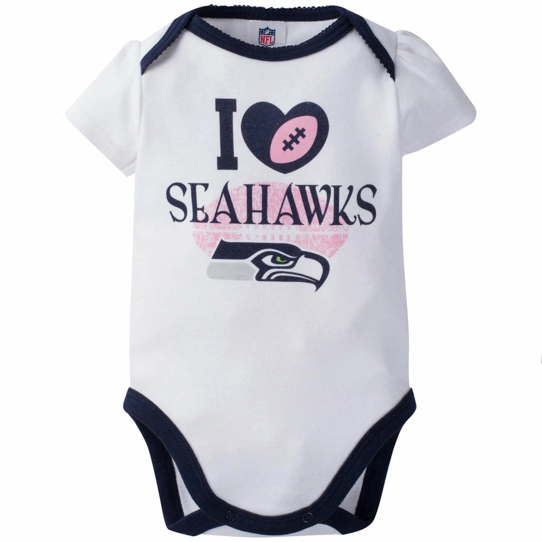 Wholesale 🥰 NFL Seattle Seahawks 3-Pack Infant Girl Short Sleeve Bodysuits ✨ 4 NFL Seattle Seahawks 3-Pack Infant Girl Short Sleeve Bodysuits