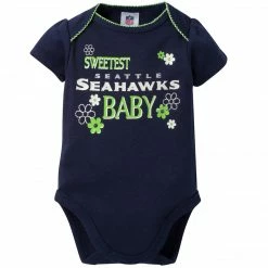 NFL Seattle Seahawks 3-Pack Infant Girl Short Sleeve Bodysuits
