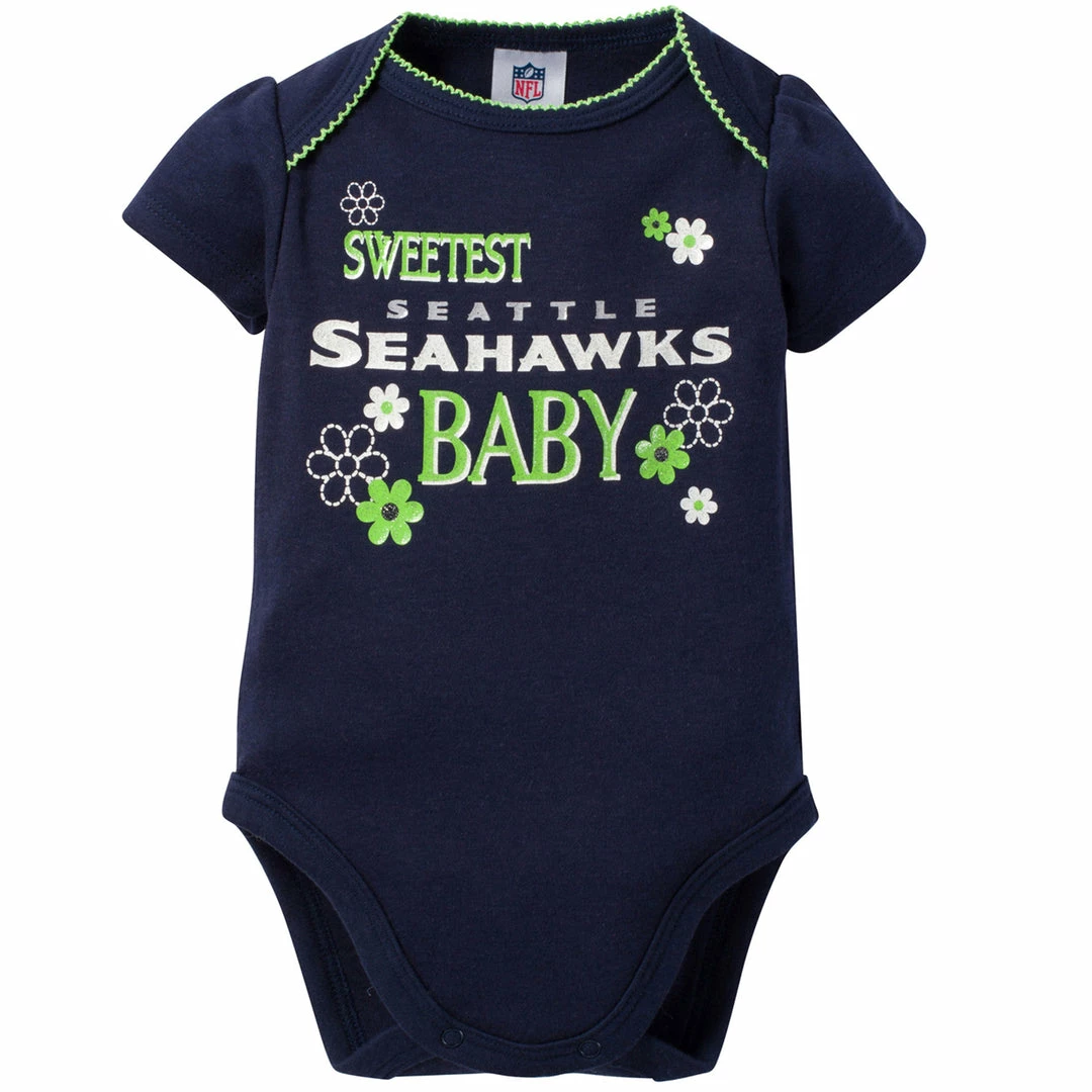 Wholesale 🥰 NFL Seattle Seahawks 3-Pack Infant Girl Short Sleeve Bodysuits ✨ 2 NFL Seattle Seahawks 3-Pack Infant Girl Short Sleeve Bodysuits