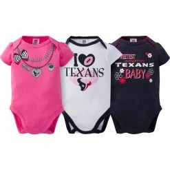 NFL Houston Texans 3-Pack Infant Girl Short Sleeve Bodysuits