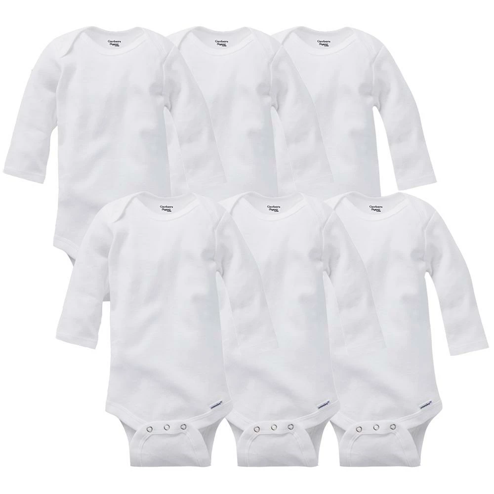 Outlet š GerberĀ® 6-Pack White Long Sleeve OnesiesĀ® Bodysuits BabyPreemie - 24M ā 1 GerberĀ® 6-Pack White Long Sleeve OnesiesĀ® Bodysuits BabyPreemie - 24M