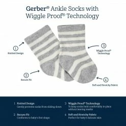 Gerber® 8-Pack Baby & Toddler Gray Heather Wiggle Proof® Jersey Crew Socks