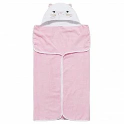 Just Born By Gerber® Embroidered Pink Cat Hooded Bath Wrap