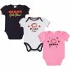 NFL Chicago Bears Baby Girl Short Sleeve Bodysuit, 3-pack 