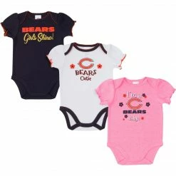 NFL Chicago Bears Baby Girl Short Sleeve Bodysuit, 3-pack 