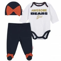 NFL Baby Girls Chicago Bears 3-Piece Bodysuit, Pant, And Cap Set