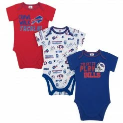 NFL Baby Boys Buffalo Bills Short Sleeve Bodysuit, 3-pack