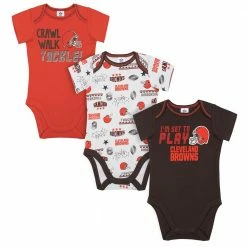 NFL Browns Baby Boys 3-Pack Short Sleeve Bodysuit BabyPreemie - 24M