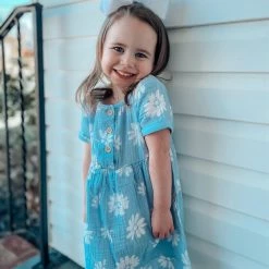 Cheapest 😀 Gerber® Kids Infant & Toddler 👧 Girls Blue Floral Gauze 👗 Dress ⌛ 9 Gerber® Kids Infant & Toddler Girls Blue Floral Gauze Dress