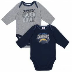 NFL Baby Boys Los Angeles Chargers Long Sleeve Bodysuit, 2-pack 