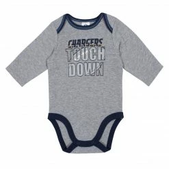 NFL Baby Boys Los Angeles Chargers Long Sleeve Bodysuit, 2-pack 