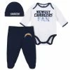 NFL Baby Boys Los Angeles Chargers 3-Piece Bodysuit, Pant And Cap Set