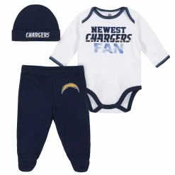 NFL Baby Boys Los Angeles Chargers 3-Piece Bodysuit, Pant And Cap Set