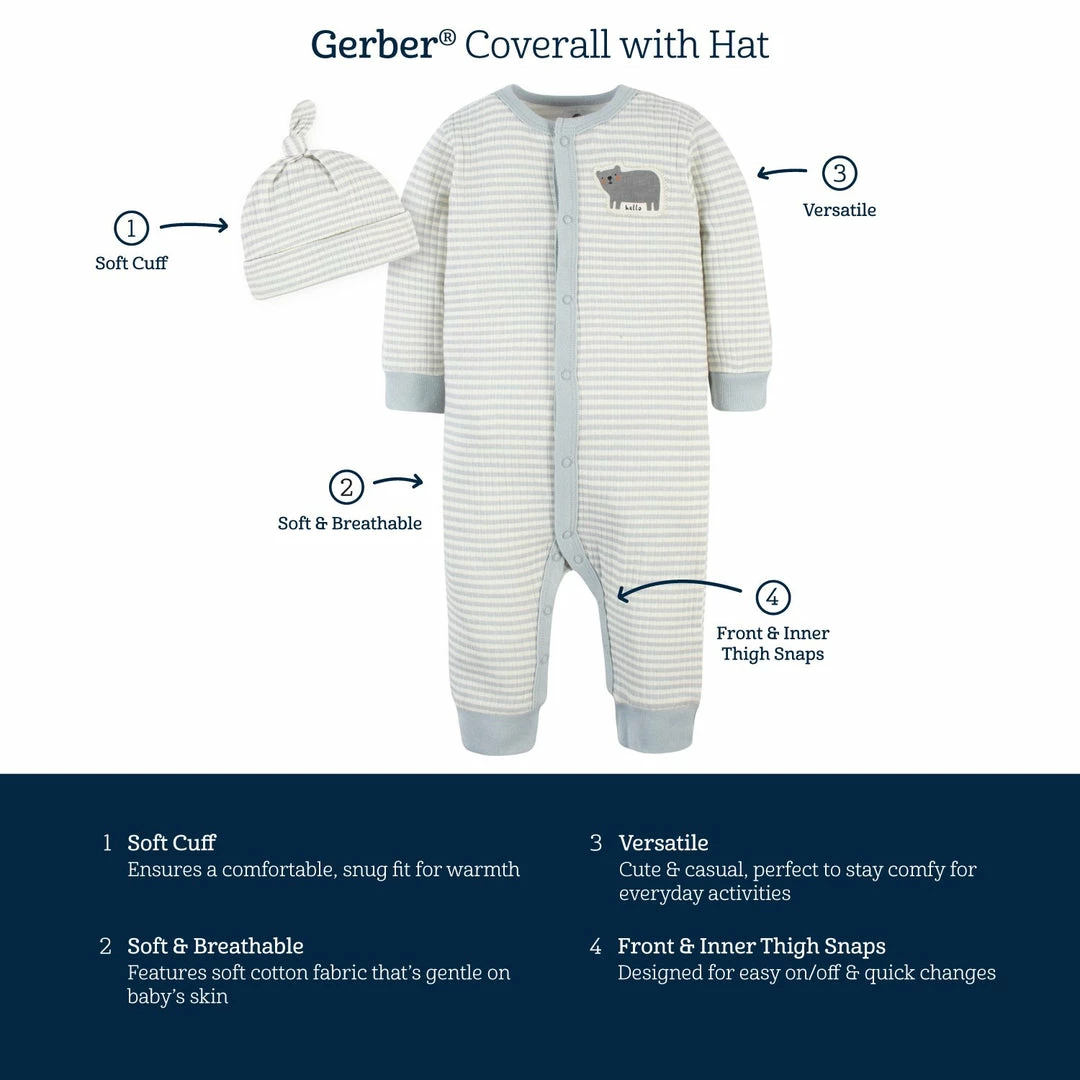 Budget ⌛ Gerber® 2-Piece Baby Boys Dino-Mite Coverall & Hat Set ⭐ 9 Gerber® 2-Piece Baby Boys Dino-Mite Coverall & Hat Set
