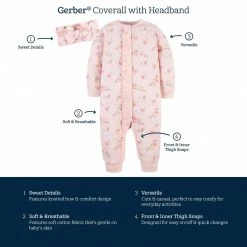 Gerber® 2-Piece Baby Girls Purrfectly Cute Coverall & Headband Set