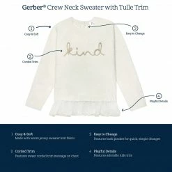 Gerber® Kids Infant & Toddler Girls Light Pink Sweater With Tulle Trim