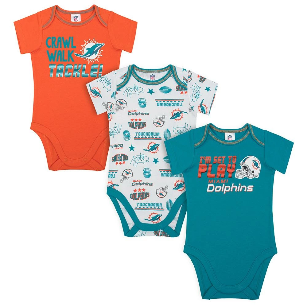 Brand new 🎉 NFL Dolphins Baby Boys 3-Pack Short Sleeve Bodysuit ✔️ 1 NFL Dolphins Baby Boys 3-Pack Short Sleeve Bodysuit