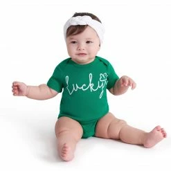 Gerber® Baby Neutral Green "Lucky" Short Sleeve Onesies® Bodysuit