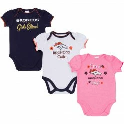 NFL Baby Girls Denver Broncos Short Sleeve Bodysuit, 3-pack