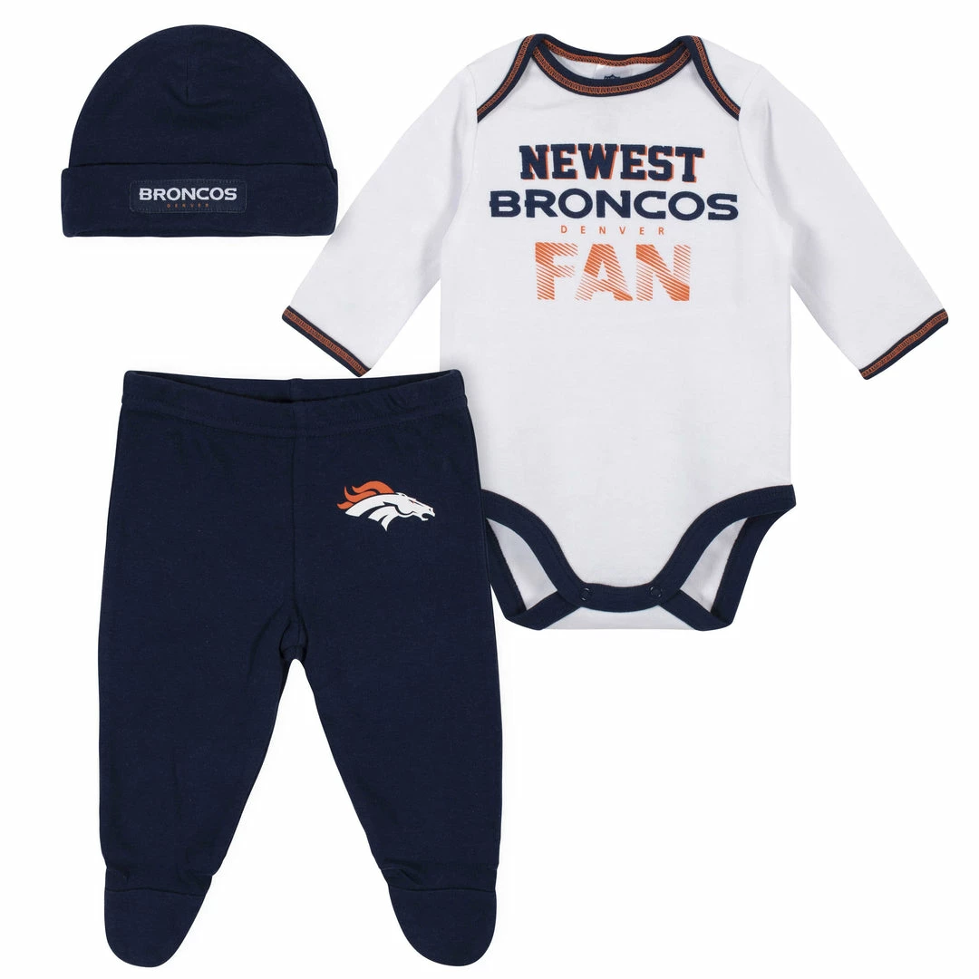 Cheapest ✔️ NFL Baby Boys Denver Broncos 3-Piece Bodysuit, Pant And Cap Set 💯 1 NFL Baby Boys Denver Broncos 3-Piece Bodysuit, Pant And Cap Set