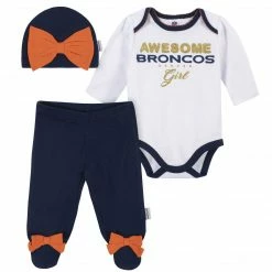 NFL Baby Girls Denver Broncos 3-Piece Bodysuit, Pant, And Cap Set
