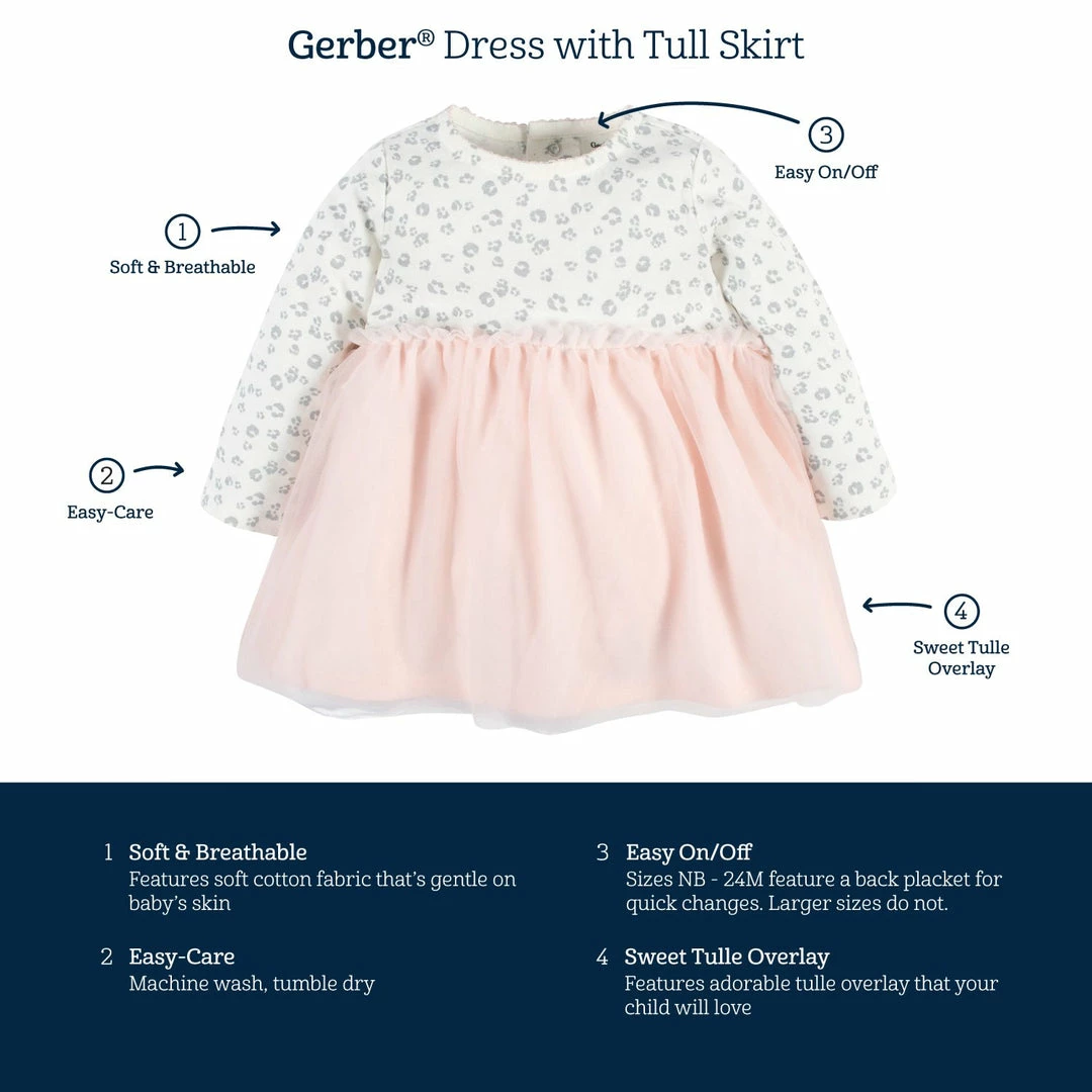 Deals 🎁 Gerber® BabyPreemie - 24M Baby & Toddler 👧 Girls Floral Meadow Long Sleeve Tulle 👗 Dress ⭐ 5 Gerber® BabyPreemie - 24M Baby & Toddler Girls Floral Meadow Long Sleeve Tulle Dress