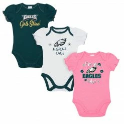 NFL Baby Girls Philadelphia Eagles Short Sleeve Bodysuit, 3-pack