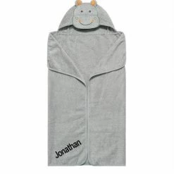 Just Born By Gerber® Baby Neutral Embroidered Grey Hippo Hooded Towel