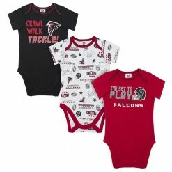 NFL BabyPreemie - 24M Falcons Baby Boys 3-Pack Short Sleeve Bodysuit