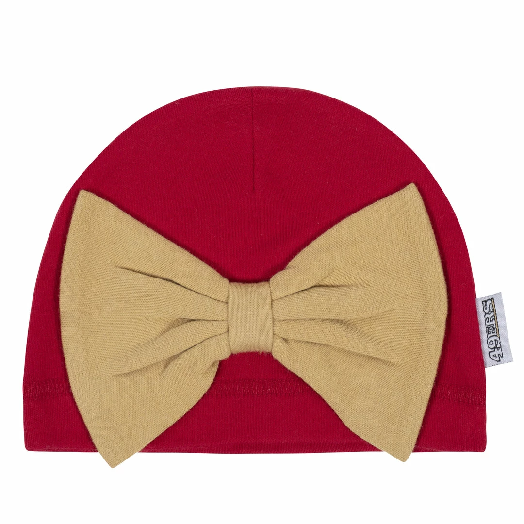 Best Sale 😉 NFL Baby 👧 Girls San Francisco 49ers 3-Piece Bodysuit, Pant, And Cap Set 💯 4 NFL Baby Girls San Francisco 49ers 3-Piece Bodysuit, Pant, And Cap Set