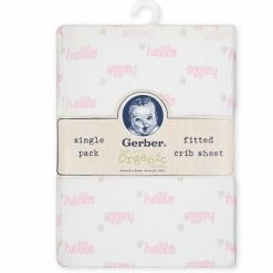 Gerber® Organic Collection 1-Pack Girls Hello Pink Organic Fitted Crib Sheet