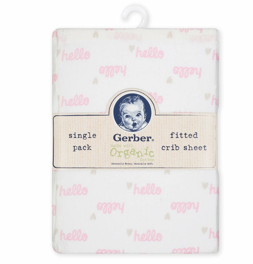 Wholesale ✨ Gerber® Organic Collection 1-Pack 👧 Girls Hello Pink Organic Fitted Crib Sheet 😉 2 Gerber® Organic Collection 1-Pack Girls Hello Pink Organic Fitted Crib Sheet