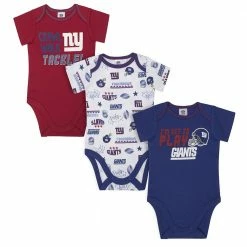 NFL BabyPreemie - 24M Giants Baby Boys 3-Pack Short Sleeve Bodysuit