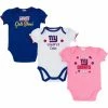 NFL New York Giants Baby Girl Short Sleeve Bodysuit, 3-pack 