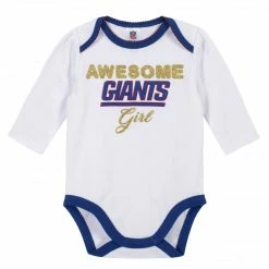 NFL Baby Girls New York Giants 3-Piece Bodysuit, Pant, And Cap Set