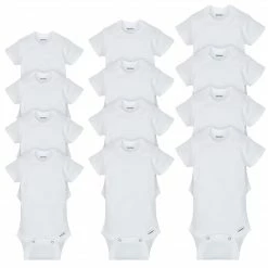 Gerber® 12-Piece White Organic Onesies® Brand Short Sleeve Grow-With-Me Set Solid Essentials