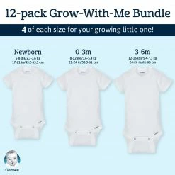 Gerber® 12-Piece White Organic Onesies® Brand Short Sleeve Grow-With-Me Set Solid Essentials