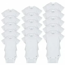 Gerber® 15-Pack Grow-With-Me White Short Sleeve Onesies® Bodysuit Assorted Size Set BabyPreemie - 24M