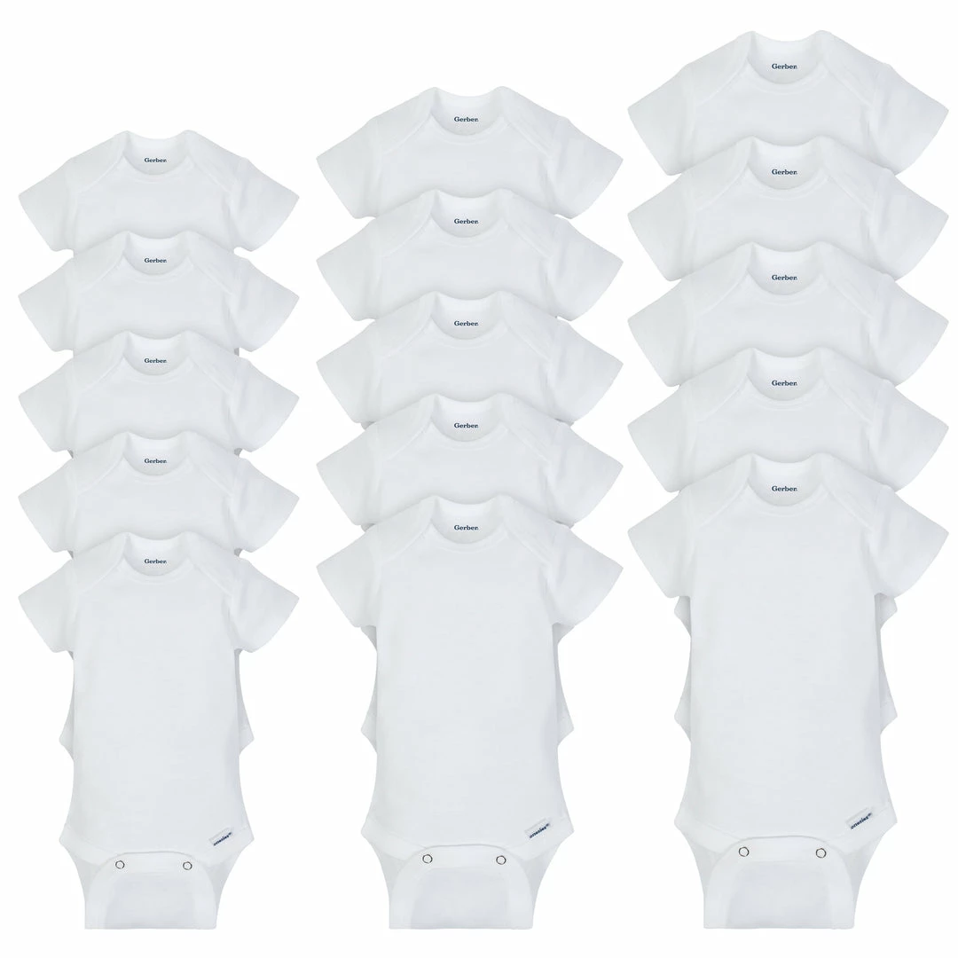 Promo 👍 Gerber® 15-Pack Grow-With-Me White Short Sleeve Onesies® Bodysuit Assorted Size Set BabyPreemie - 24M 🔔 1 Gerber® 15-Pack Grow-With-Me White Short Sleeve Onesies® Bodysuit Assorted Size Set BabyPreemie - 24M