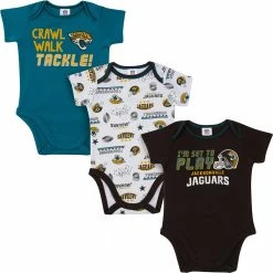 NFL Jaguars Baby Boys 3-Pack Short Sleeve Bodysuit BabyPreemie - 24M