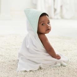 Just Born By Gerber® Sparkle Mint Green 2- Pack Hooded Towel Set Baby Neutral