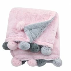 Just Born By Gerber® Embroidered Cuddle Plush Pom Pom Blanket In Pink Embroidery Collection