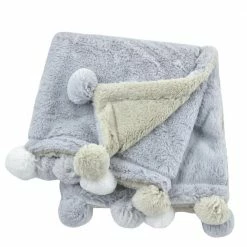 Just Born By Gerber® Embroidered Cuddle Plush Pom Pom Blanket In Grey Embroidery Collection